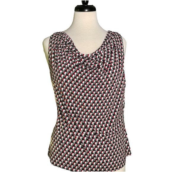 Calvin Klein Women's Sleeveless Cowl Neck Shirt Blouse Houndstooth Pattern PL - Picture 1 of 5